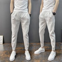 여름 9부 팬츠 남성 스트라이프 배기 조거 팬츠