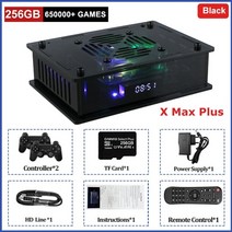 Tsingo 새로운 슈퍼 콘솔 x 최대 플러스 4k hd 출력 듀얼 시스템 wifi 레트로 tv 비디오 게임 플레이어 pspps1ssn64용 65000+ 게임, 256GB 무선 블랙, 영국