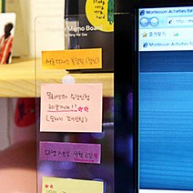 서후네 컴퓨터 노트북 모니터 메모지 정리 아크릴보드 투명 메모 보드판, 1개, 오른쪽