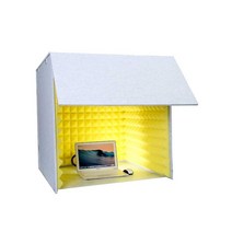 가정용 방음 부스 흡음재 방음벽 칸막이 삼각대 노래, 외부 그을음 + 내부 노란색 + LED조명