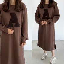 수니베 패치 기모 벌룬 루즈핏 빅사이즈 롱 원피스 임산부 겨울 오버핏