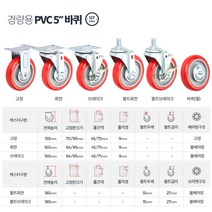 경량 카트 접이식 대차 수리용 바퀴 5인치 교체 가구 엘카 소형, 경량용5인치PVC볼트회전