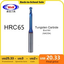 SENO-카바이드 롱 넥 볼 노즈 엔드 밀 HRC55 CNC 딥 그루브 커터 밀링 라우터 비트 나이프 R0.15 R1 엔드밀, R0.75x12x4x50mm, HRC65 2F