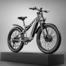 MTB 전기자전거 듀얼모터 2000W 26인치 산악 출퇴근 자토바이 48V 삼성 배터리, K26 1000W 싱글모터 블랙, 17.5A