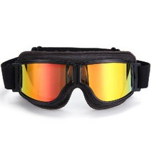 할리 빈티지 라이딩 빌트웰 방풍경 바이크 바람차단 고글 안경 스팟 AMZ 레트로 방풍, 블랙 프레임 금도금 렌즈REVO