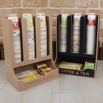 마루 종이컵 디스펜서 커피트레이 티백 정리함 보관함 박스, 타워(소)3구 블랙