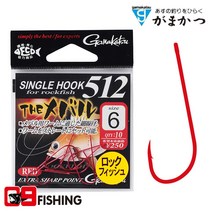 [09피싱]가마가츠 싱글 훅 512 볼락 낚시 바늘, (레드) 10호