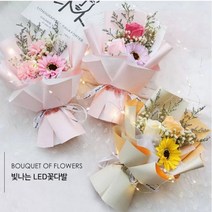 콩쿨 연주회 꽃다발 임신축하 꽃 유치원 재롱잔치 학예회 꽃다발 빛나는 LED 꽃다발, NO08안개꽃 믹스