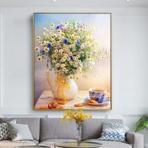 안묵 들꽃화병 보석십자수 집들이 선물 도안 비즈 공예 diy 키트 트레이 펜 고체풀 도구 세트, 01.30X40