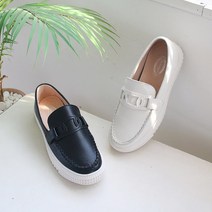 이나슈즈 발편한 쿠션 천연 소가죽 여성 통굽 로퍼 3cm