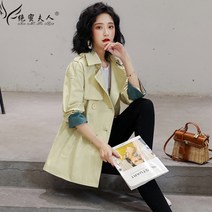 트렌치코트카키 숏 작은 봄계절 여성의류 봄가을 어텀 무드 유행 캐주얼점퍼 3838934367