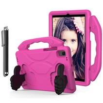 갤럭시 탭 A8 전용 EVA폼 안전 거치대 손잡이 케이스 + 터치펜 SM-X200 SM-X205, PINK