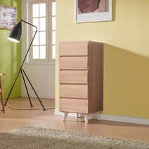 루나 400 5단 발통형 침대 옆 미니 협탁 서랍장, 화이트오크(415WO)