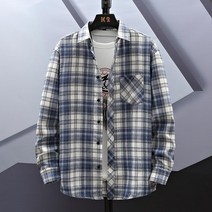 남성 어깨 넓어 보이는 셔츠 봄 가을 루즈핏 캐주얼 긴팔 격자 체크 무늬 남방 재킷 탑