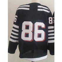 아이스하키복 아이스하키져지 아이스 필드 하키 유니폼 No.86 우리는 좋아하는 이름 패턴 로고 자수 스포, 01 Black_06 XXXL