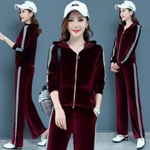 벨벳 와이드 레그 팬츠 트레이닝세트 추리닝 후드집업