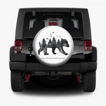 자동차 커버 스페어 타이어 커버 포레스트 베어 지프 SUV RV 보호 자동차 외장 트림 카메라 구멍이없는, 01 Black_02 15 in
