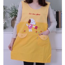 도트 강아지 원피스 앞치마, 1개, 노랑