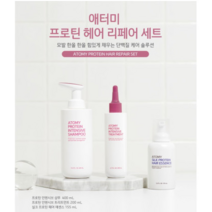손상된 모발에 단백질 케어 솔루션 애터미 프로틴 헤어 리페어 세트 (샴푸400ml+트리트먼트200ml+헤어에센스155ml), 샴푸
