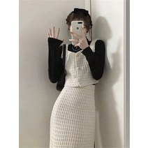 아보아보 하이틴룩 여왕의품격 셋업이엑스이 할로윈교복 라드 조끼 치마트위드 세트 하객원피스