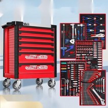 자동차 정비 공구함 세트 이동식 트레이 유지 보수 특수 공구 수리 작업장 연장 캐비넷, 서랍4칸레드카트+ 백보드+공구180