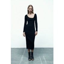 독일 자라 ZARA 비대칭 골지 원피스 - 블랙 111210