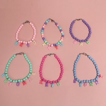 강아지 고양이 애견 비즈 목걸이 인식표 이름표, 배송요청창에입력, 레인보우