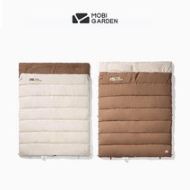 모비가든 2인용 극세사 원단 커플 더블 침낭 (국내발송), Beige & Brown, 1개