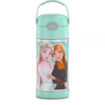 THERMOS 아동용 펀테이너 스테인리스 스틸 진공 보온 빨대 텀블러 12 oz 퍼플 하트, FUNTAINER 12 Ounce Bottle, Color may vary