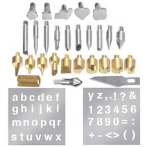 열전달 도구 Pyrography 헤드 DIY 조각 도구 전기 저항 새겨진 머리의 28 세트의 브랜드 세트, 하나, 실버 & 골드