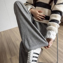 임산부니트바지 원피스 오피스 임부복 겨울 캐주얼 모직 출산 스트레이트 긴 바지 임신 넓은 다리 느슨한 배꼽 여성 위한 옷