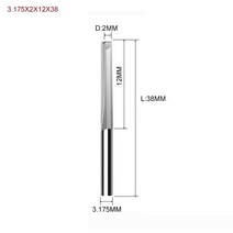 1 개 3.175mm 4mm 6mm 8mm 2 개의 플루트 스트레이트 슬롯 비트 우드 커터 CNC 솔리드 카바이드 2 개의 더, 05 3.175X2X12X38