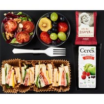 10인 기준 샌드위치 단체주문 샌드위치 스페셜박스 (메뉴변경가능), 햄치즈샌드위치+과일컵+샐러드컵+과일주스+견과류, 10인분