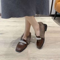 여자 구두 기모 털신 발편한 캐주얼 펌프스 통굽 키높이 데일리 플랫 웨딩 수제 슈즈