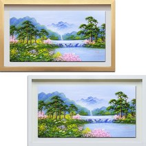 (진품) 유명 화가분이 직접 그린 진품 생기 풍경화 그림 부자되는 배산임수 산수화 풍경 액자 풍수 유화 그림 현관 거실 사업장 침실 사무실, 17번 판넬 노프레임