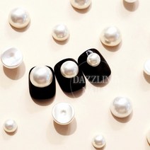 다즐링 네일/대용량 c커브 진주 스톤 파츠(10개입)/셀프 러브 웨딩 캔디 마블 럭셔리 젤네일재료, 화이트6mm  10개입