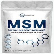 Micro Ingredients Pure MSM Powder (Methylsulfonylmethane) 1 Kg (1 Year Supply) Filler Free Pure M, White