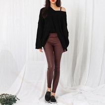 여성 코팅진 스키니 데님 면 밴딩 청바지 새내기패션 엄마 흰색면티 새내기