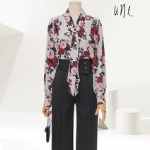 윈(une)엘레강스로즈패턴타이넥블라우스