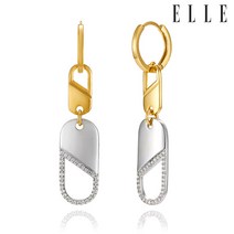 [엘르주얼리] Urban 14K 콤비 드롭 원터치 귀걸이 (gold pin) ELGPEE391