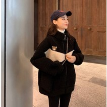 여성울자켓 헤링본 자켓 울자켓 새로운 한국 스타일 플러시 양모 오버사이즈 루즈핏 코트 및 재킷 여성용