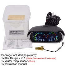 유면계 유량계 12v/24v 2 1 LCD 오일 압력 게이지 물 온도 게이지 오일 압력 센서 온도 센서 10mm 자동차, 03 2 in 1 gauge