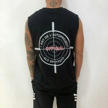 남자 여름 루즈핏 백프린팅 민소매 면 커플나시티 3컬러