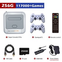 슈퍼 콘솔 x 프로 레트로 비디오 게임 콘솔 pspps1n64dc용 tv 박스 게임 hd wifi 출력 듀얼 시스템 내장 117000+ 게임, 프로-256g-2x화이트, 나는 플러그