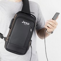 [당일발송] Jeep buluo 남자 지프 가방 스포츠 미니백 도난방지 슬링백 usb 여자 미니 크로스백 방수 슬링백 여행용 힙색, 블랙브라운(Black&brown)