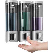 샤워 샴푸 디스펜서 비누 디스펜서 3x200ml 챔버 노 드릴 벽걸이 샤워 펌프 비누 디스펜서 샴푸 박스 로션 샤워 젤 용기 디스펜서 화장실 호텔 새틴 슬리버, Satin Sliver