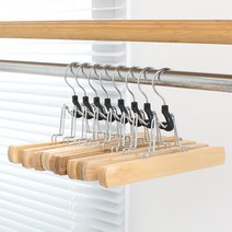 올리오 원목 치마 집게 바지걸이 일자형 옷걸이 10개, 단품, 단품