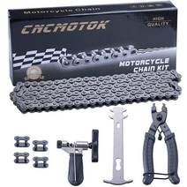 CN씨엠 CMOTOK 420 오토바이 체인+ 체인 브레이커 표준 롤러 132 링크 110cc 125cc 더트 핏 바이크 ATV 쿼드 고 카트 스쿠터 미니, chain breaker set