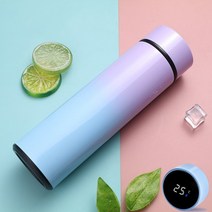 플라스크 휴대용 술병 500ml 지능형 디지털 물병 터치 디스플레이 온도 스테인레스 스틸 보온병 머그 우유 티 커피 머그 진공, 그라데이션 보라색