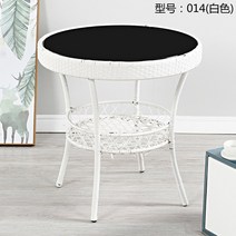 원형 테이블 카페 식탁 라탄 스몰 원탁 사각 작은 티 3종 세트 유리 티 유럽식 의자, 01.조립하다., 17.화이트 14호